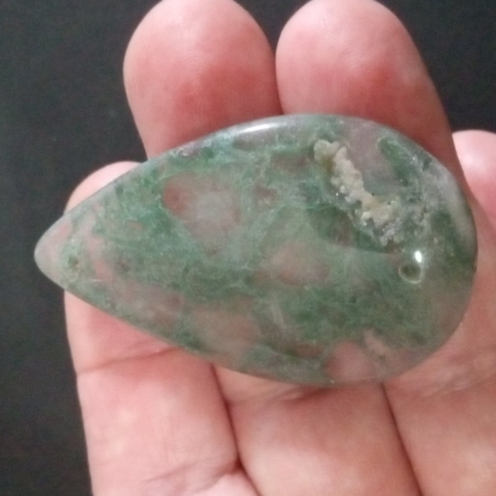 2" Moss Agate Teardrop Pendant